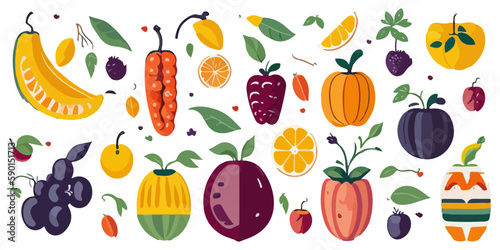 Cute Fruit Cartoons Illustration Series