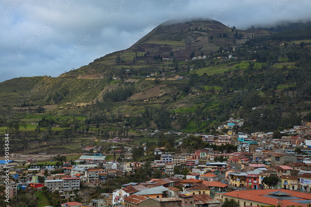 Panoramic view of Alausi from Mirador San Pedro, Chimborazo Province, Ecuador, South America
