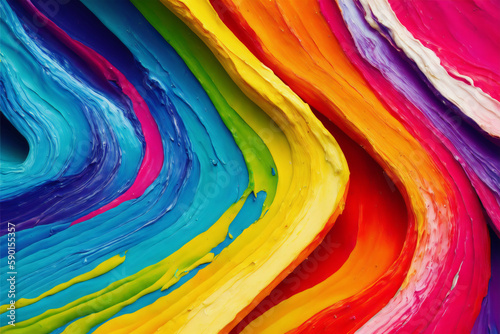 Colorful oil paint wavy smear background. Creative multicolor backdrop. Generative AI illustration, digital art.