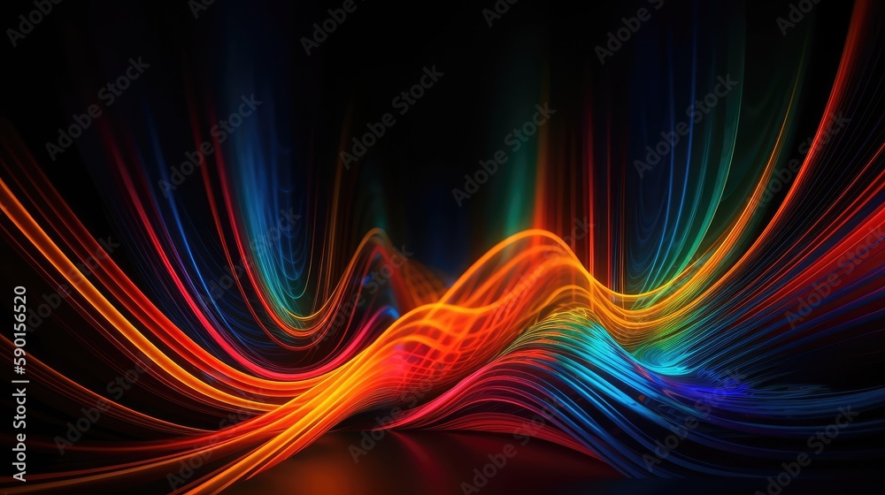 Abstract background, wavy neon lines. AI generated Abstract background, wavy neon lines. AI generated