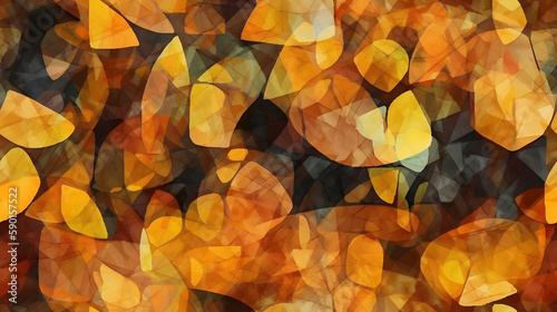 citrine gem mosaic, Illustration style of messy watercolor, dark and moody with vibrant colors