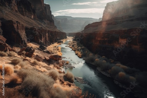 beautiful cinematic images of a canyon and a beautiful river (Generative AI)