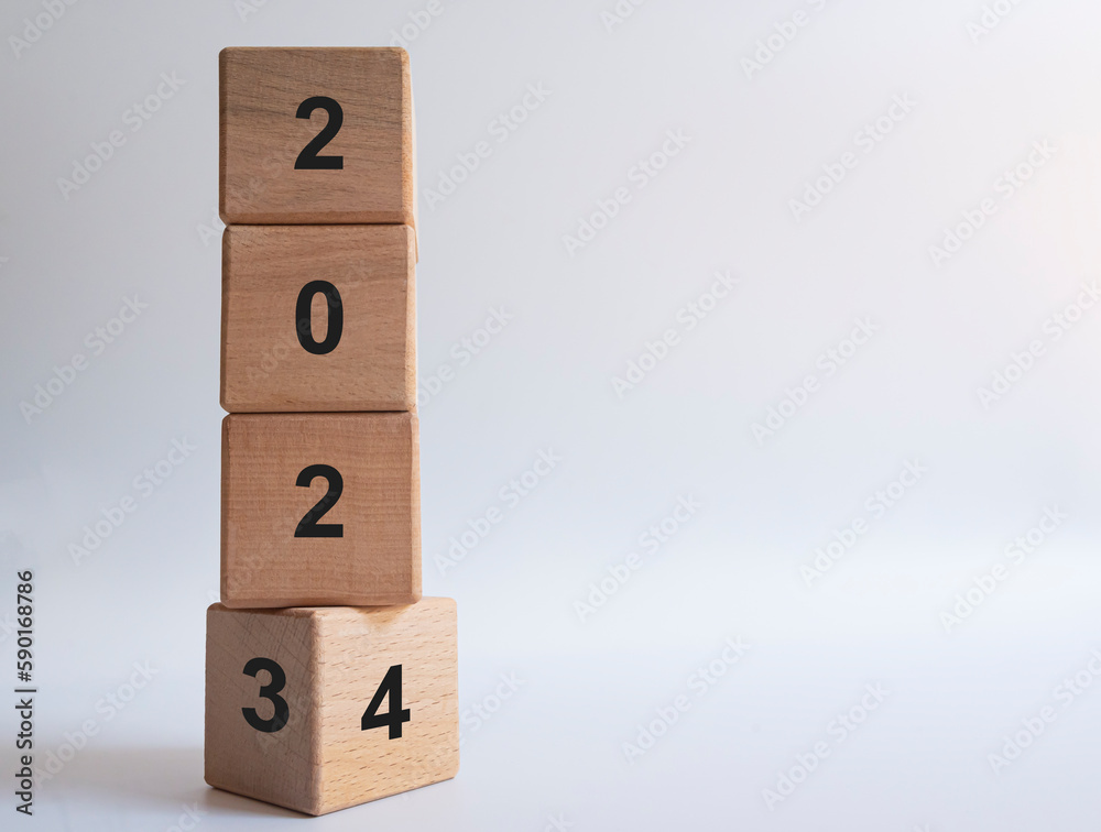 From 2023 to 2024. Merry Christmas and Happy New Year, White background.2024 new year idea concept From 2023 to 2024. Merry Christmas and Happy New Year, White background.2024 new year idea concept