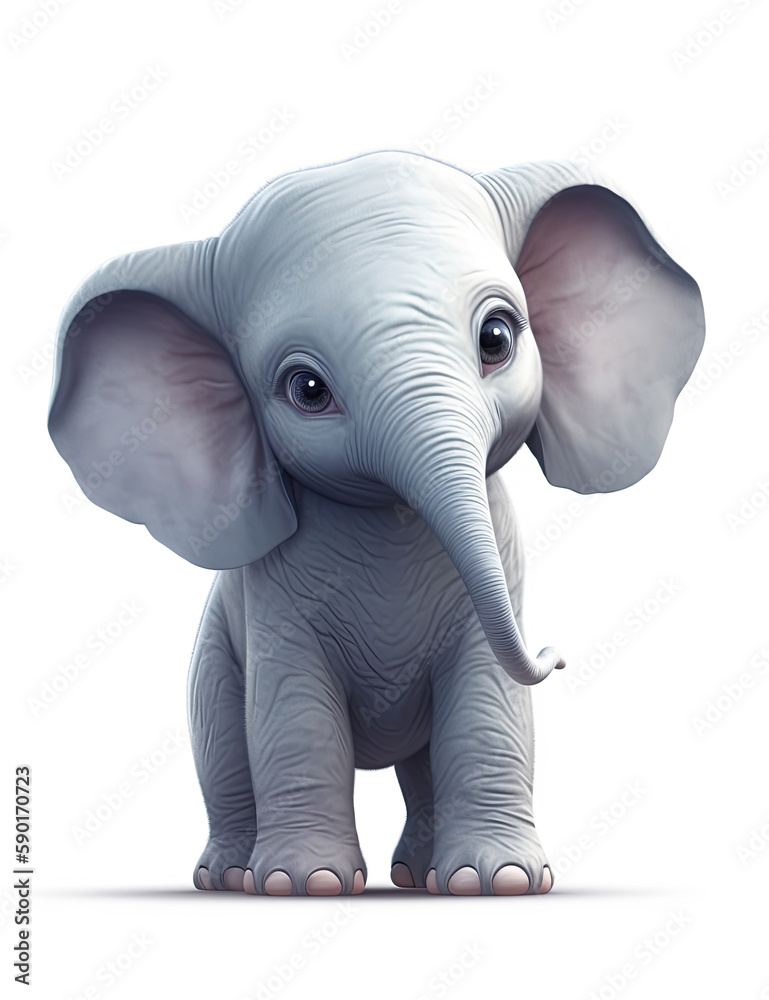 Baby Elephant, Cute Cartoon Style, Realistic, Logo Design, Graphic Design, T Shirt. Generative AI