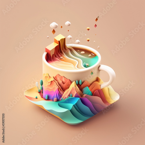 Abstract coffee cup generative ai