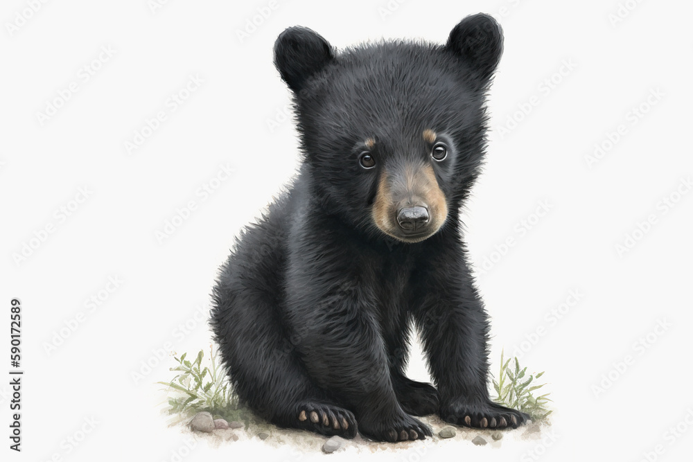 Little baby black bear isolated on a white background Generative AI Little baby black bear isolated on a white background Generative AI