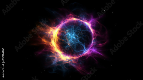 fireworks in the night  neutron star exploding with a vibrant colors  generative ai