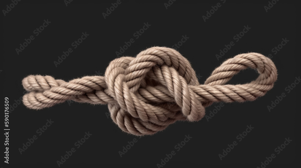 rope with knot, single column tie rope knot, generative ai - obrazy, fototapety, plakaty 