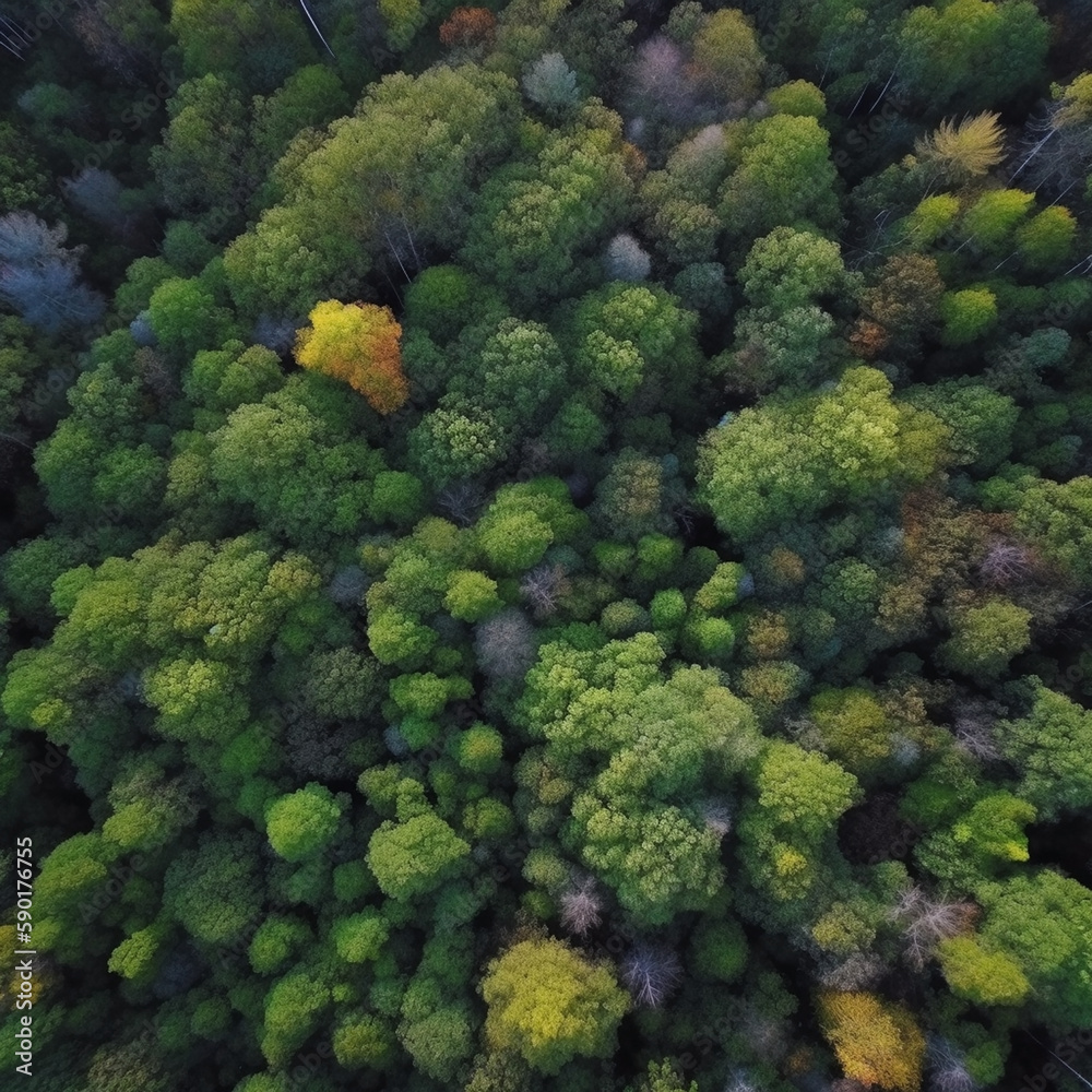 Aerial trees in a forest Generative AI