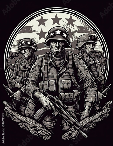 American Soldier, Graphic Design, Logo, T Shirt, Resource. Generative AI