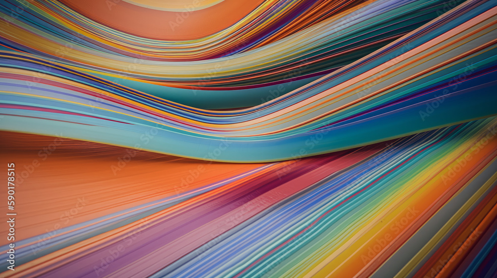 Abstract colorful lines as dynamical path, generative ai