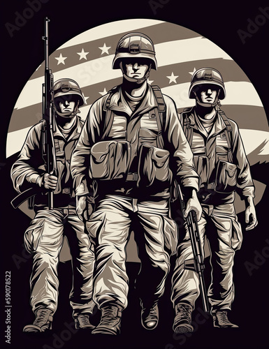 American Soldier, Graphic Design, Logo, T Shirt, Resource. Generative AI