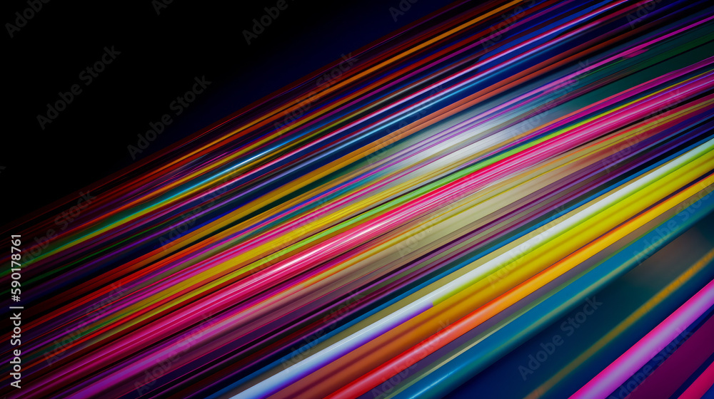 Abstract colorful lines as dynamical path, generative ai