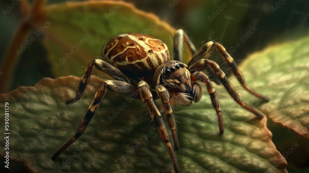 spider on a web, spider on leaf, generative ai spider on a web, spider on leaf, generative ai