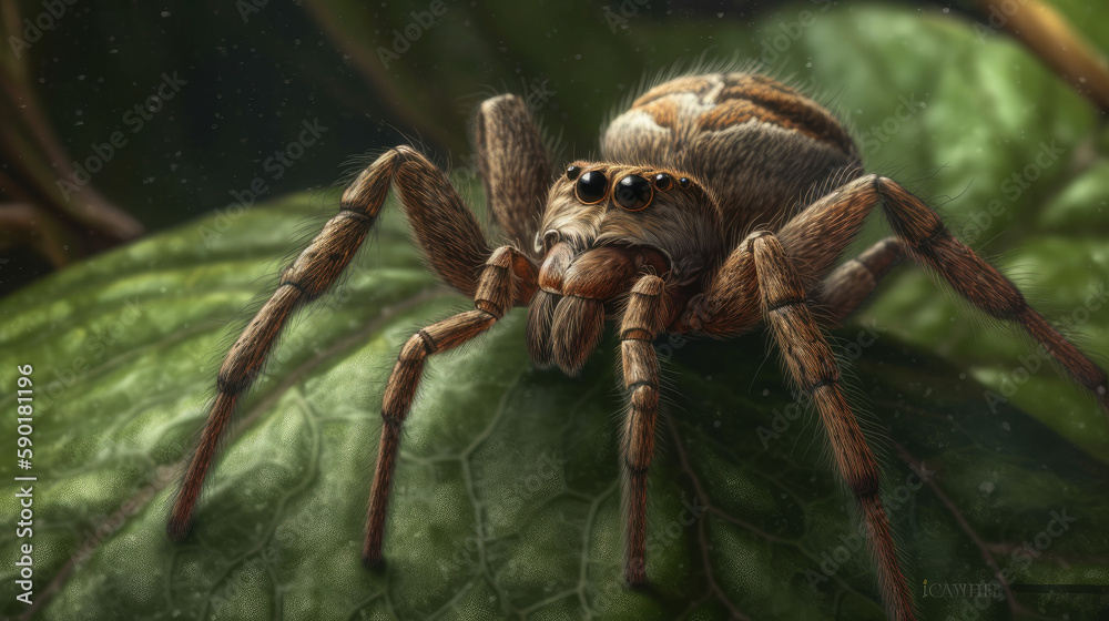 spider on a web, spider on leaf, generative ai spider on a web, spider on leaf, generative ai