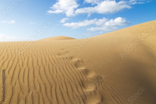 Footprints disappearing over a desert sand dune, Canary Islands
