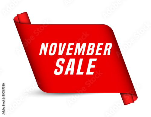 Colorful vector flat design banner november sale. This sign is well adapted for web design.