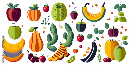 Minimalist Fruit Icon Set