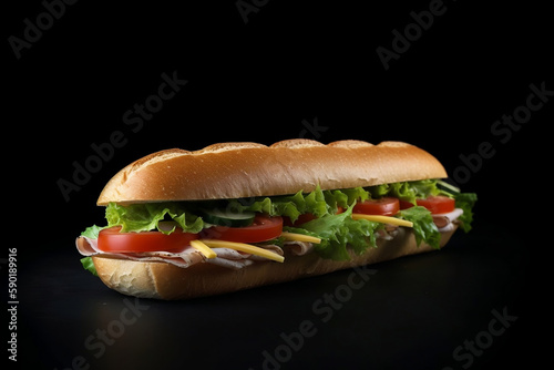 Sandwich Isolated On White Black, Made Using Generative Ai