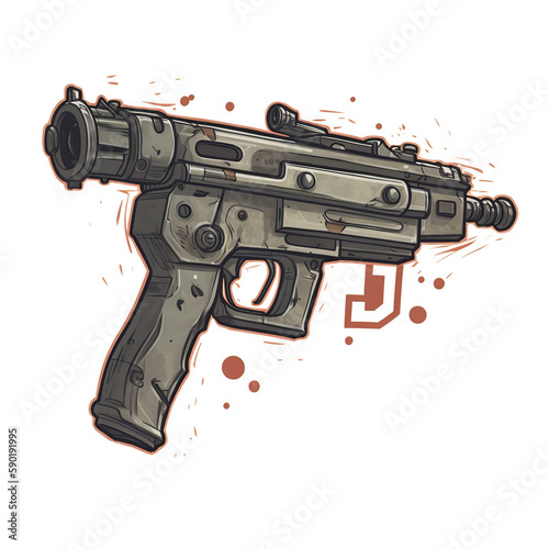 gun, weapon, rifle, isolated, war, military, army, white, automatic, black, machine, pistol, metal, sniper, handgun, vector, assault, shooting, machine gun, danger, trigger, generative ai