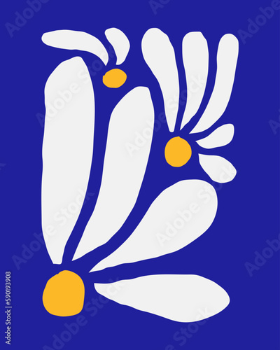 Abstract Naive Floral Handdrawn Botanical Posters. Modern Botanical Prints with Flowers in Contemporary Minimal Style. Design for fabric, print, cover, banner, decoration, wallpaper.