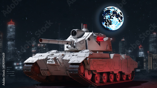 Wallpaper Mural Small cyberpunk tank with futuristic look, generative ai Torontodigital.ca