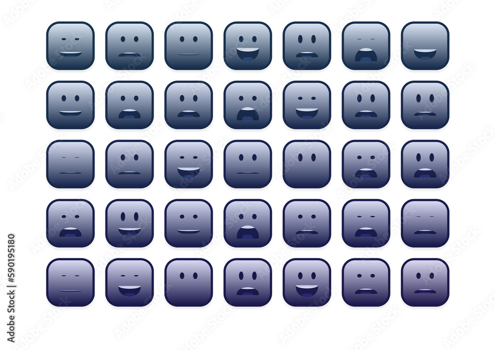 set of colourful smiley faces emoji