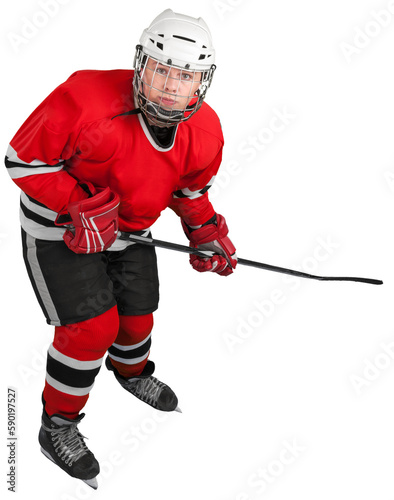 Ice Hockey Player Isolated on Transparent Background