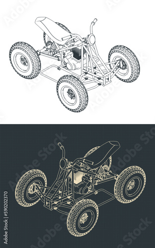 Quad bike isometric blueprints