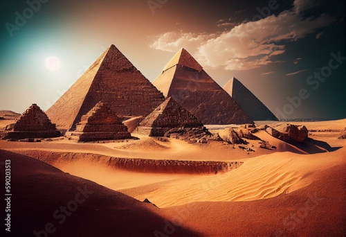 Giza s pyramids  in Egypt. Generative AI