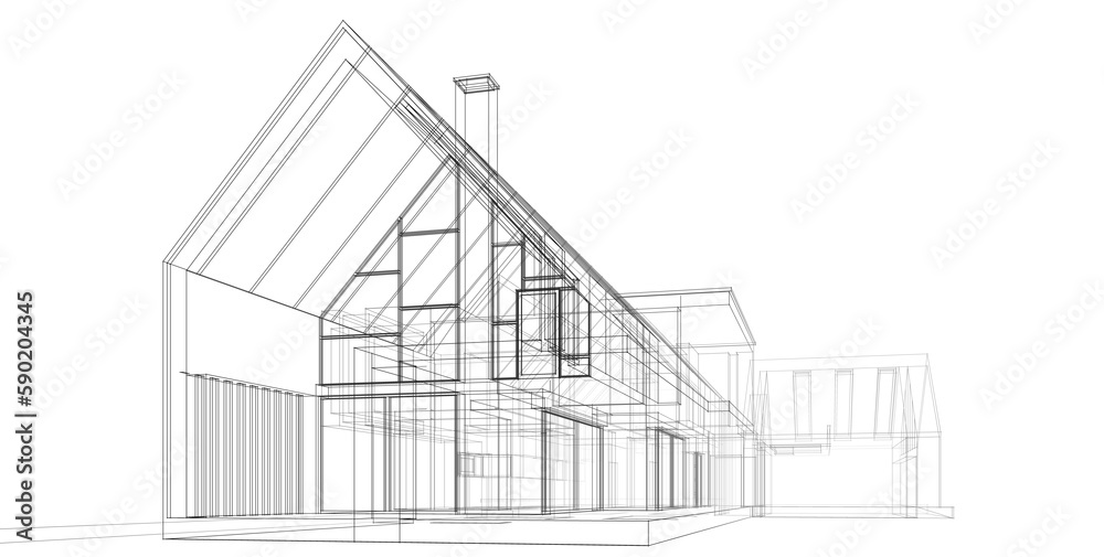 Sketch of a house 3d rendering Sketch of a house 3d rendering