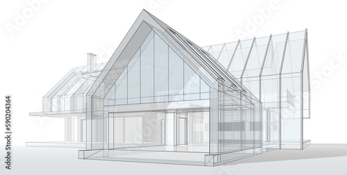 Sketch of a house 3d rendering