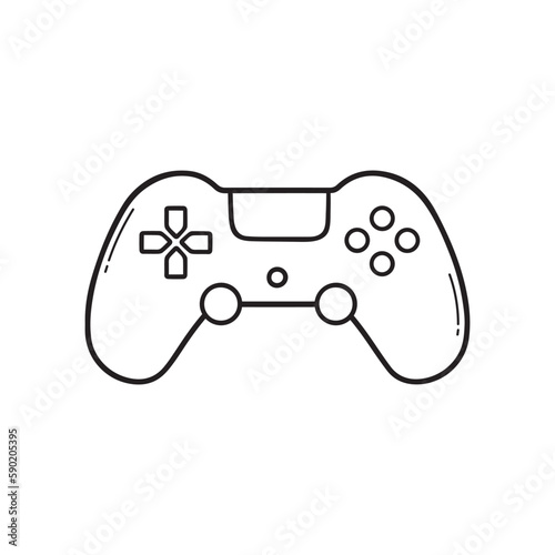 Joystick doodle. Gamepad, game controller in sketch style. Hand drawn vector illustration isolated on white background