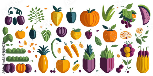 Organic Fruit Vector Collection