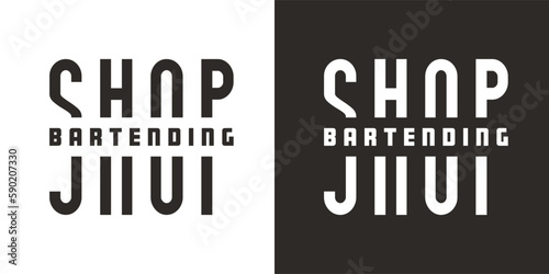 Bartending logo for shop or store. Barman or bartender design for shot or cocktail bar