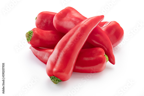 Red bell peppers isolated on white background