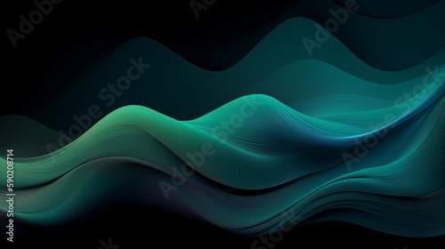 Wallpaper Mural Organic wavy color gradient, black blue green abstract background, calm and serene, generative AI Torontodigital.ca