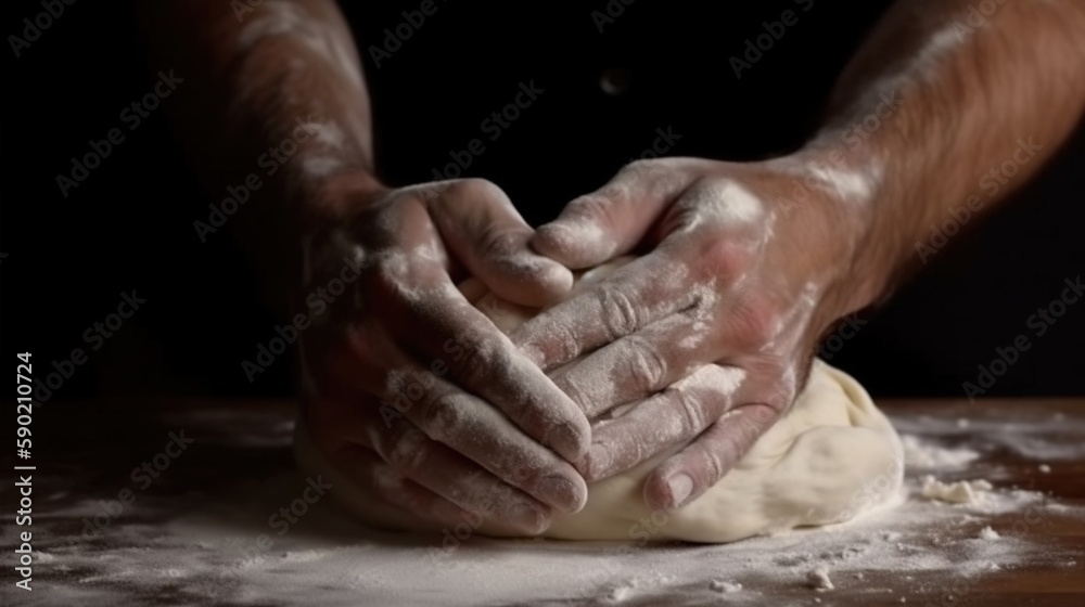 workers hands kneading dough workers hands kneading dough