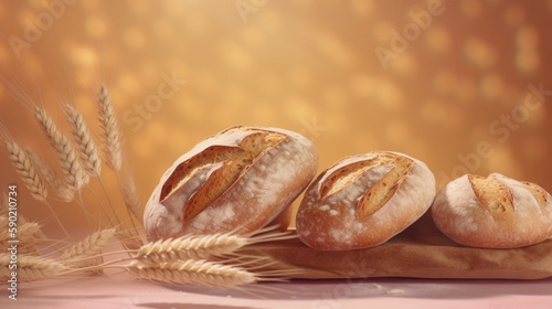 Bread with wheat sheaves Generative AI