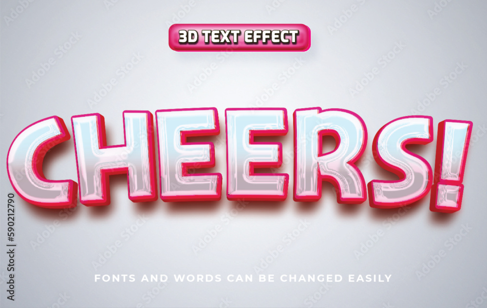 Cheers red 3d editable text effect style