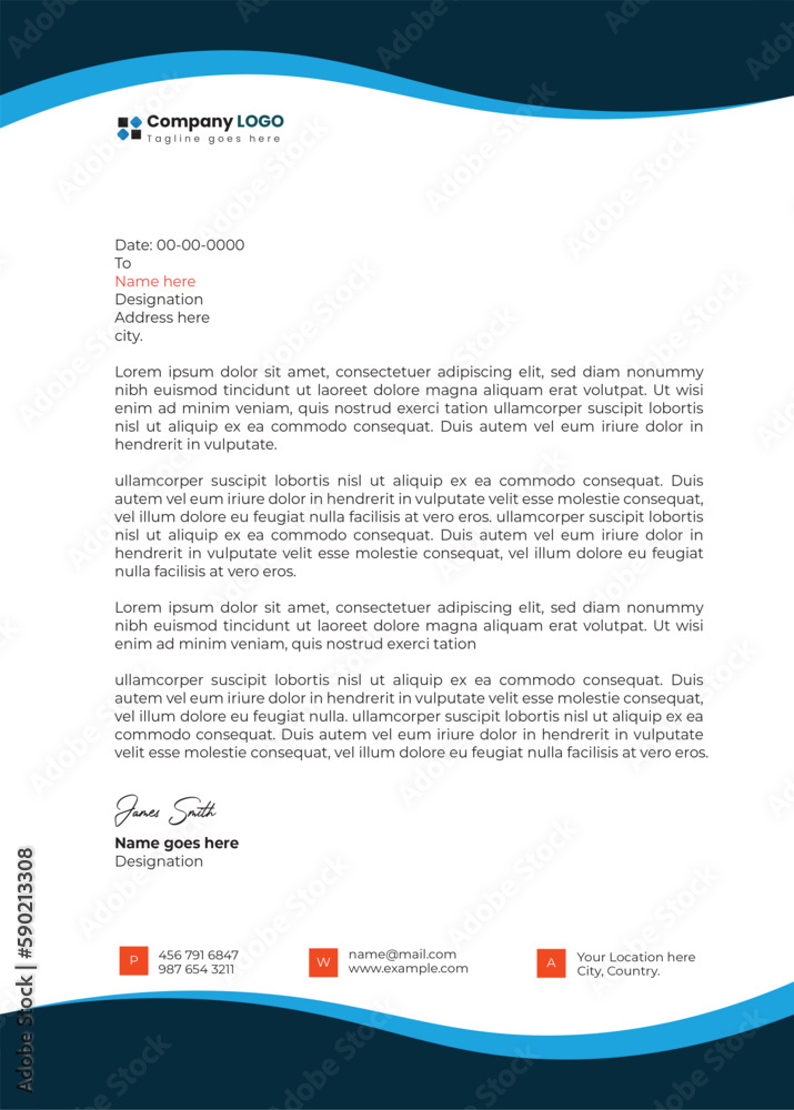 The unique professional modern corporate creative company fully editable a4 letterhead design template