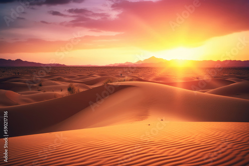  landscape sunset in the desert. AI