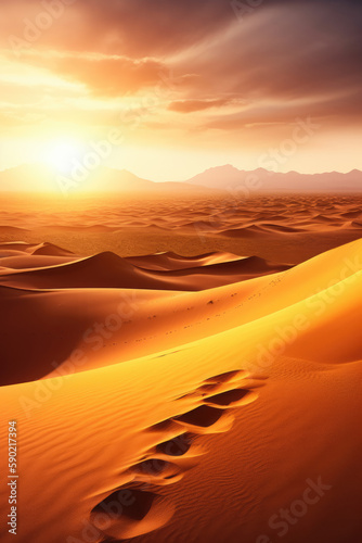  landscape sunset in the desert. AI