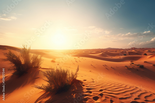 landscape sunset in the desert. AI
