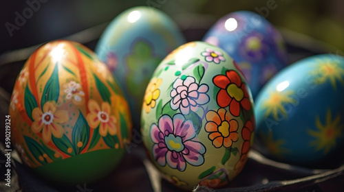 Painted easter eggs Generative AI