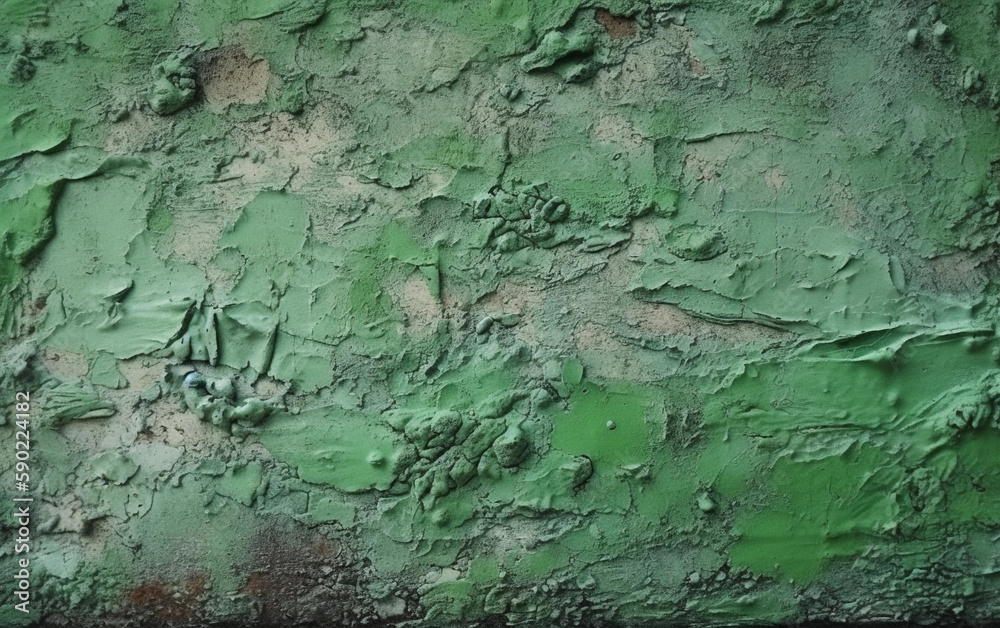 green paint on the wall close up