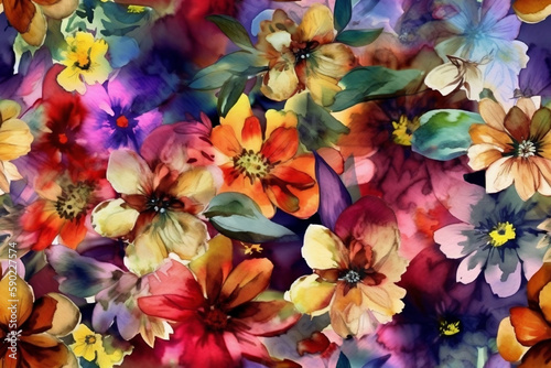 Colorful Flowers Background-Generative AI Art, Add a pop of color to your projects with beautiful Generative AI Art flowers. Perfect for backgrounds, cards, and invitations.