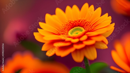 natural orange colorful flower blurred nature background  selective focus - generative ai