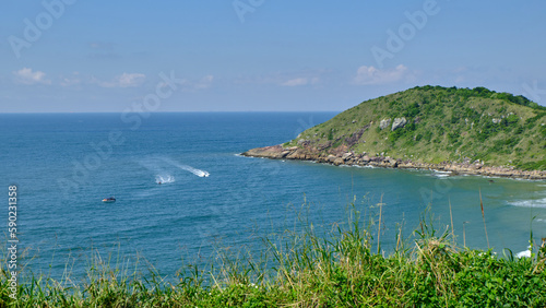 Canvas Print View of the sea near the Farol das Conchas on Ilha do Mel, Parana, Brazil