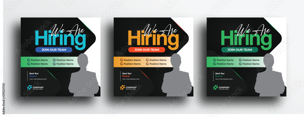 We are hiring square banner social media post template design with dark ...
